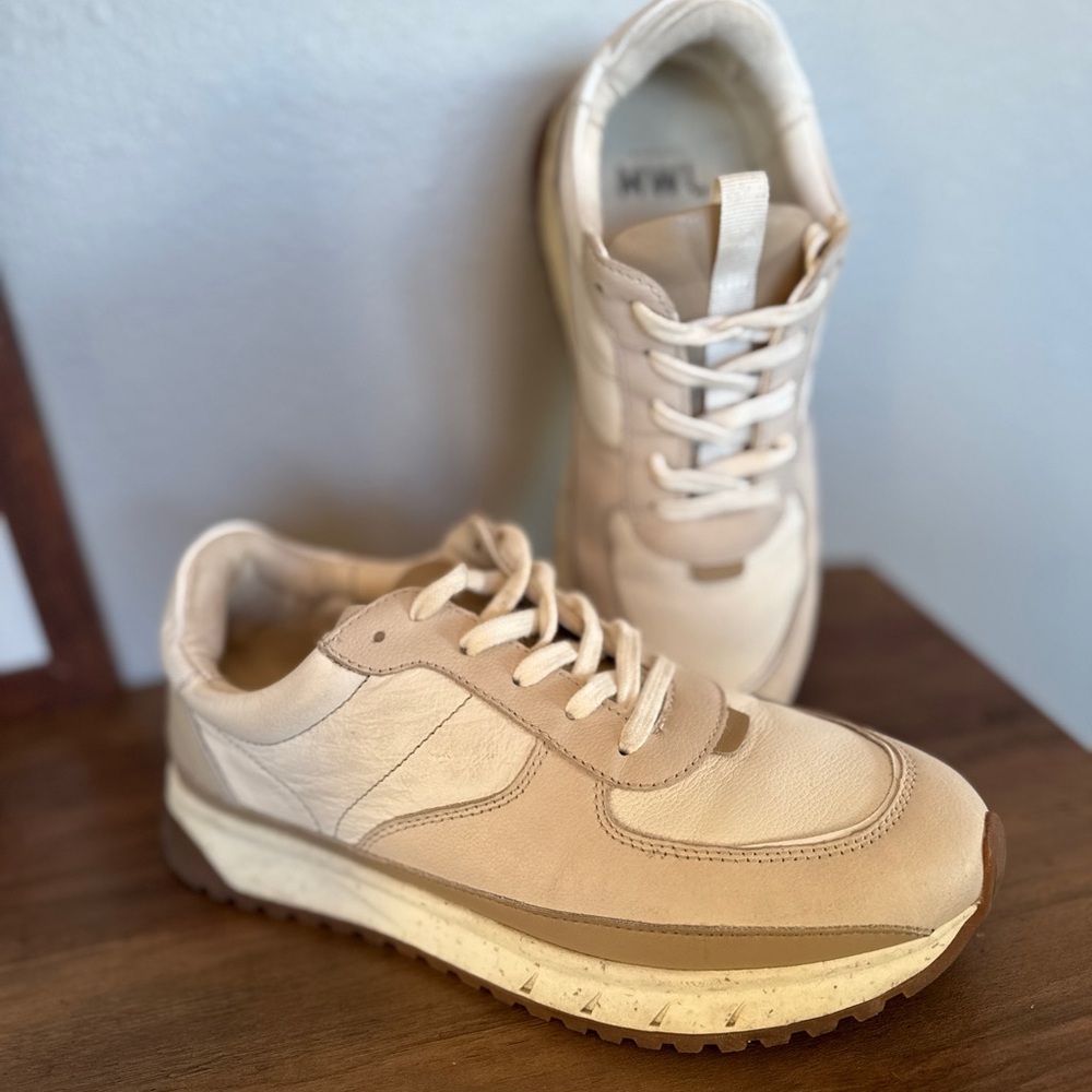 Madewell Kickoff Trainer Leather Sneakers | Neutral Scandi Style Cream Multi 9.5